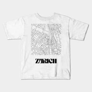 Retro Map of Zurich, Switzerland Minimalist Line Drawing Kids T-Shirt